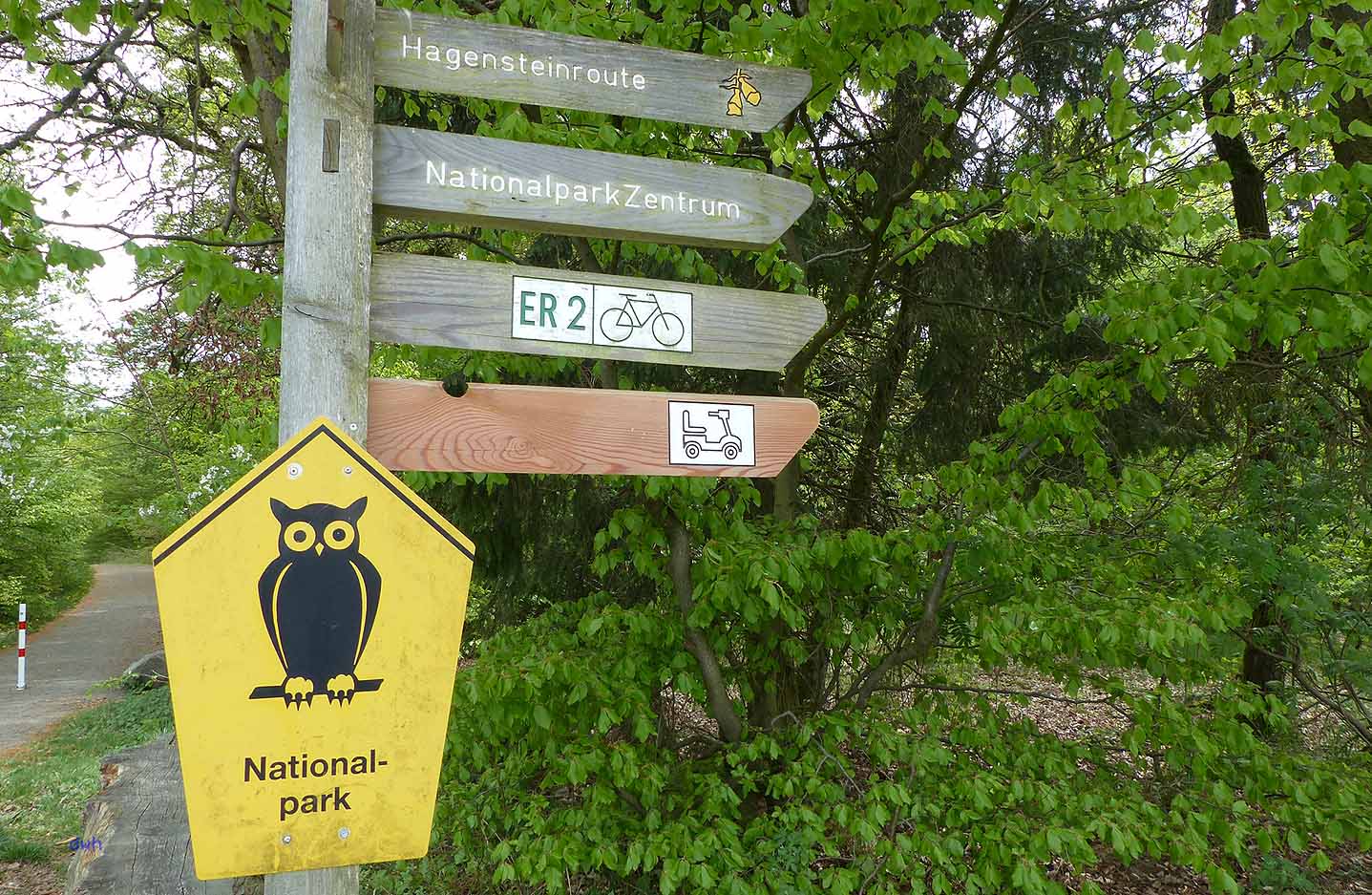 Gut ausgeschilder sind die Wege im Nationalpark Kellerwald - Edersee