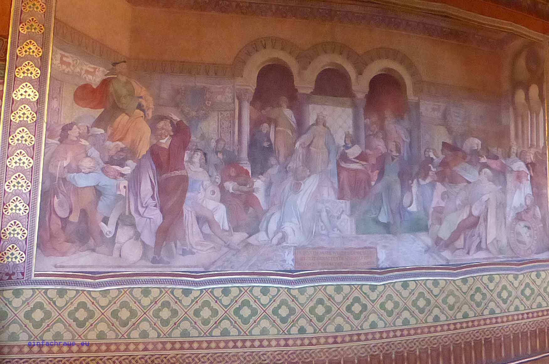 Der Sängerkrieg auf der Wartburg, Fresko von Moritz von Schwindt im Palas der Wartburg